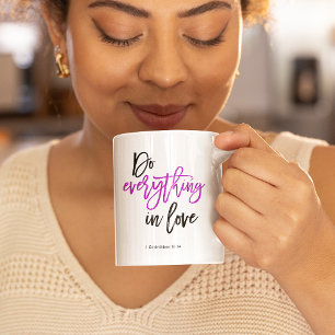 Caneca De Café Versículo da Bíblia Faça tudo com Amor