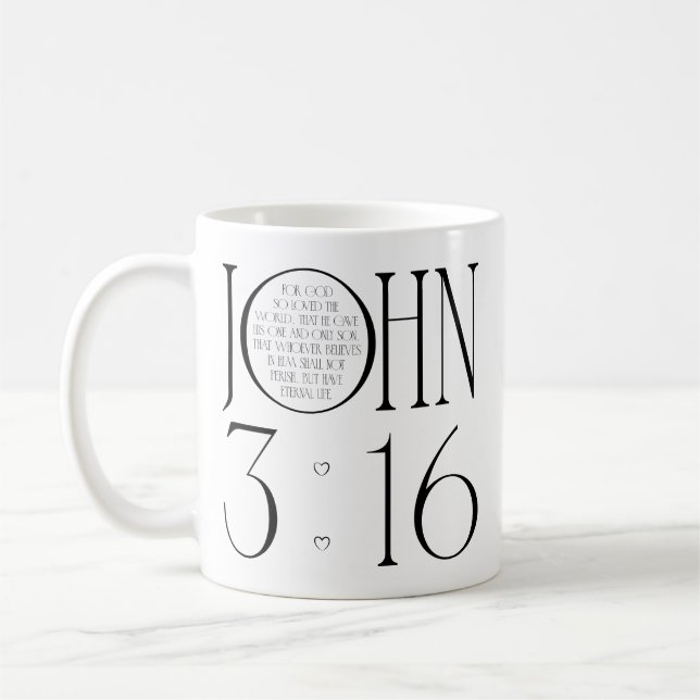 Caneca De Café Versículo da Bíblia João 3:16 (Esquerda)