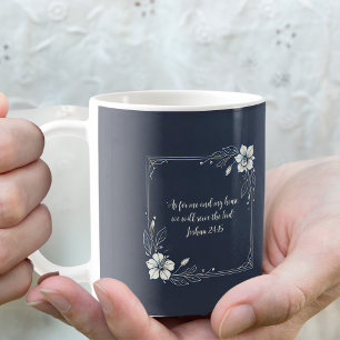 Caneca De Café Verso de Bíblia Personalizável Floral de Denim Bra