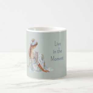 Caneca De Café Vestido Azul Claro Feminino Bonito