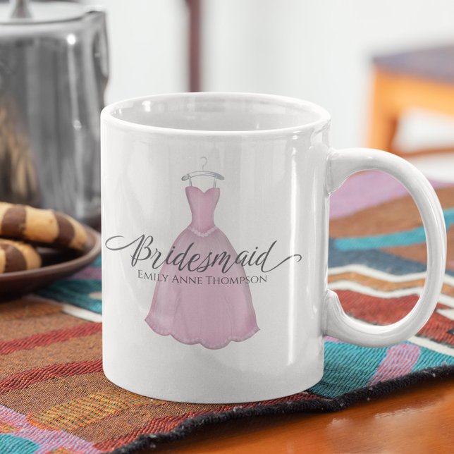 Caneca De Café Vestido De Casamento De Bridesmaid, Cinza-Branca,  (Criador carregado)