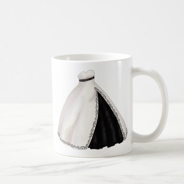 Caneca De Café Vestido de casamento preto e branco (Direita)