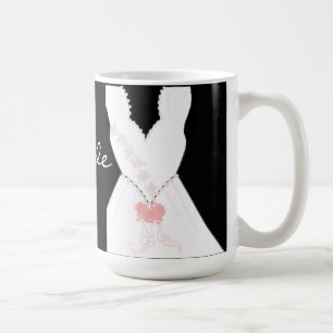 Caneca De Café Vestido de Noiva Elegante em Preto e Branco