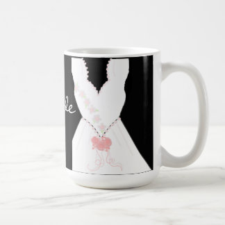 Caneca De Café Vestido de Noiva Elegante em Preto e Branco