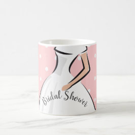 Caneca De Café Vestido de Noiva Rosa com Bolinhas Brancas para Ch