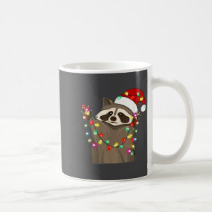 Caneca De Café Vestido de Papai Noel de Guaxinim, Luzes de Natal
