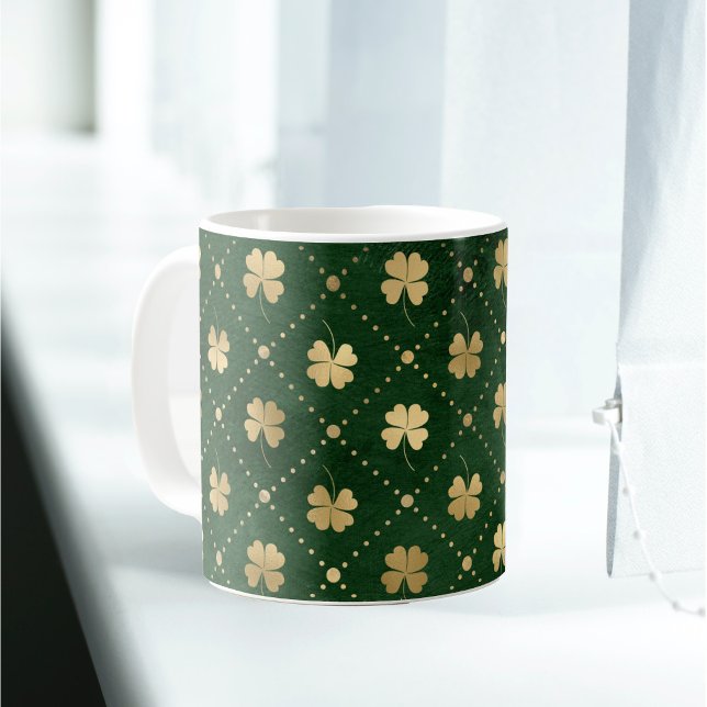 Caneca De Café Vestido Dourado Verde Elegante (Criador carregado)