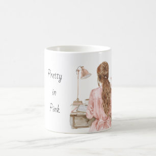 Caneca De Café Vestido Rosa Ruiva Mesa