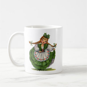 Caneca De Café Vestido tradicional da menina irlandesa do vintage