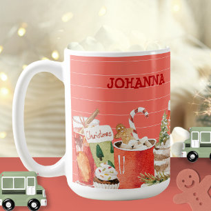Caneca De Café Vestidos de Natal - Cor de Água Rosa Bonita