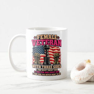 Caneca De Café Veterana Feminina Com Três Lados Silencioso Divert