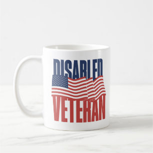 Caneca De Café Veterano com deficiência Bandeira Patriótica Ameri
