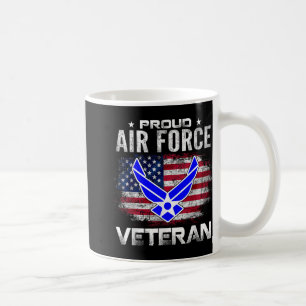 Caneca De Café Veterano Da Força Aérea Ordenado Com Bandeira Amer