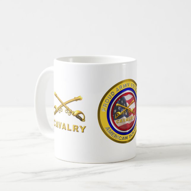Caneca De Café Veterano de Cavalaria (Frente Esquerda)