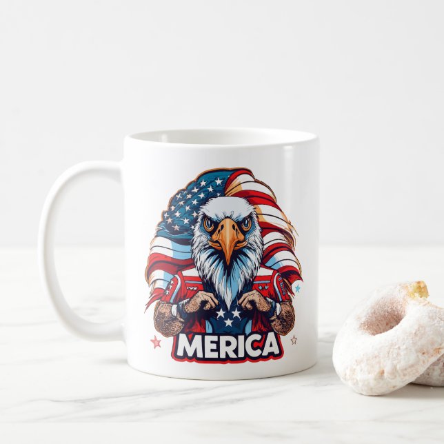 Caneca De Café Veteranos Bandeira Americana Merica Águia Patrióti (Com Donut)