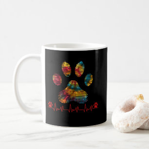 Caneca De Café Veterinária Rainbow Paw Print Heartbeat Vet Tech