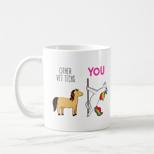 Caneca De Café Veterinarian Technician Unicorn Funny Vet Tech (Esquerda)
