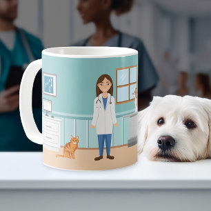 Caneca De Café Veterinário Clínico Nome Personalizado do Médico M