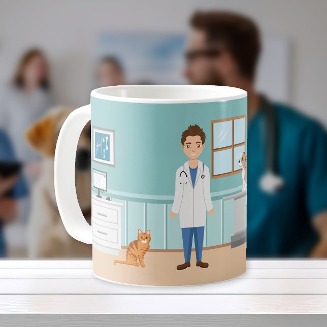 Caneca De Café Veterinário Room Vet Man Pet Doctor (Criador carregado)