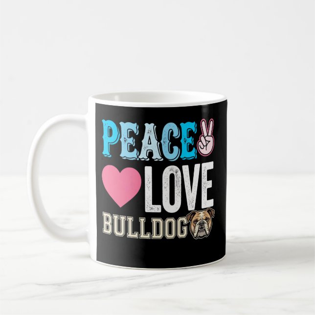 Caneca De Café Vetor Bulldog Paz Amor (Esquerda)