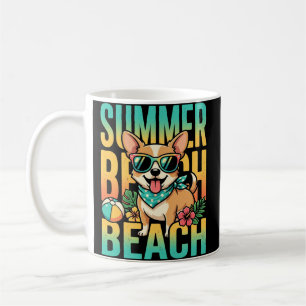 Caneca De Café Vetor de férias de cão na praia de verão