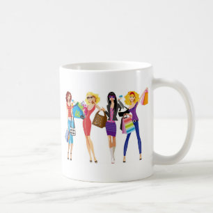 CANECA DE CAFÉ VETORES DE GAROTAS COMPRADAS DE CARTÃO ESTILO FUN 