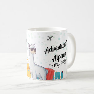 Caneca De Café Viagem Adventure aguarda o Funny Alpaca
