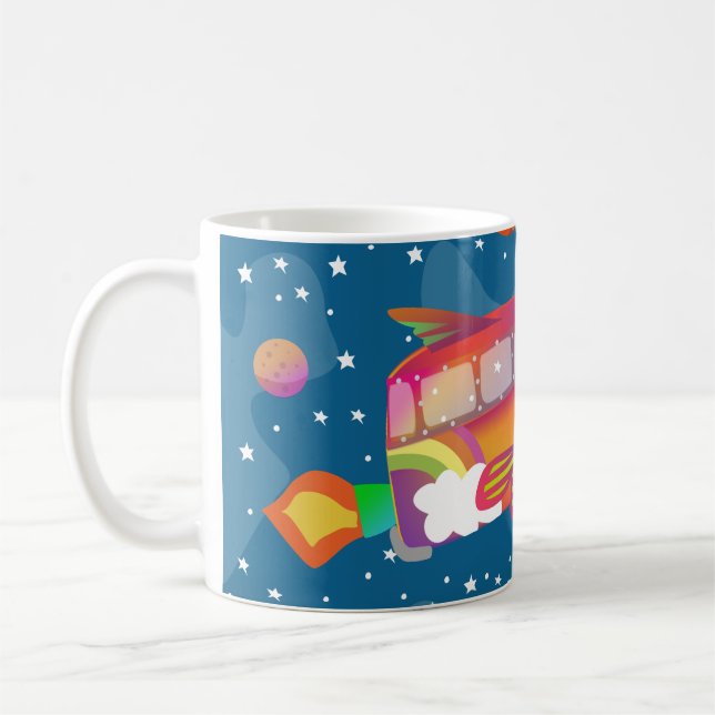 Caneca De Café Viagem Celestial - Navio Espacial Groovy Peace (Esquerda)