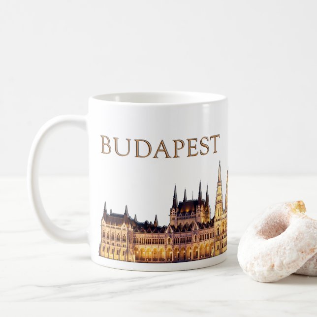 Caneca De Café Viagem de Budapeste Souvenir (Com Donut)