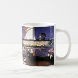 Caneca De Café Viagem de férias retrô, navio de cruzeiro no convé
