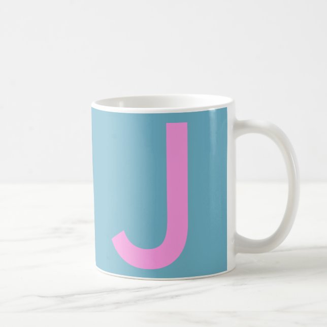 Caneca De Café Viagem de Monograma Azul-Cinto (Direita)