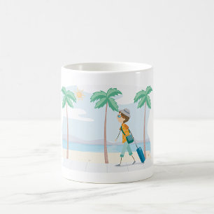 Caneca De Café Viagem de praia do viajante de férias tropicais