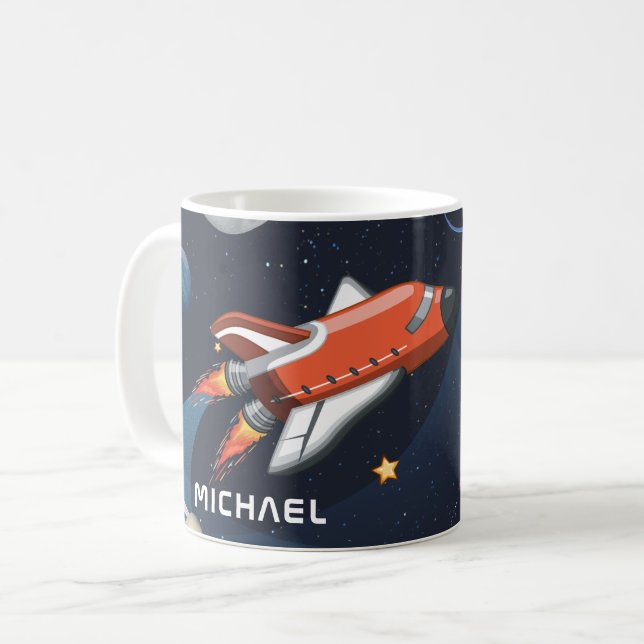 Caneca De Café Viagem de Shuttle Personalizado de Galáxia Espacia (Frente Esquerda)