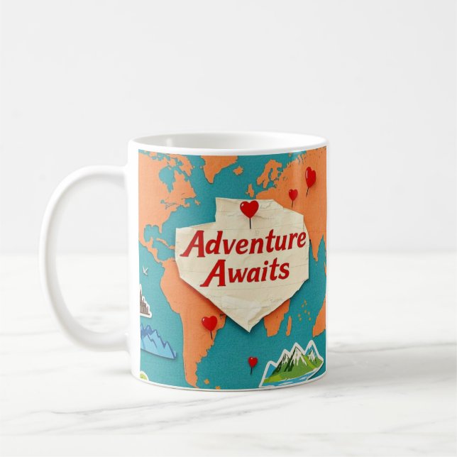 Caneca De Café Viagem do mapa mundial com pinos cardíacos (Esquerda)