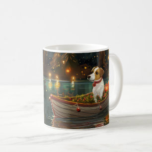 Caneca De Café Viagem Festiva de Natal de Jack Russell