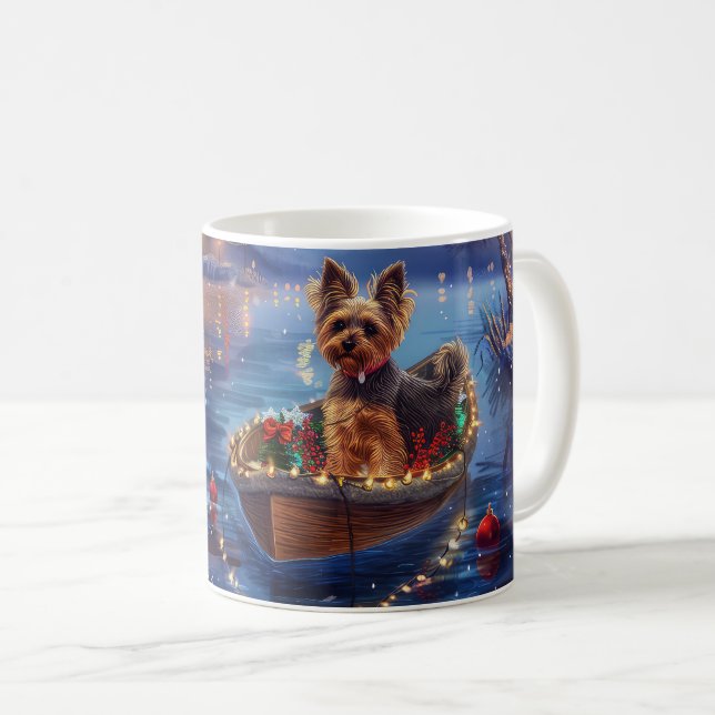 Caneca De Café Viagem Festiva de Natal do Biewer Terrier (Frente Esquerda)