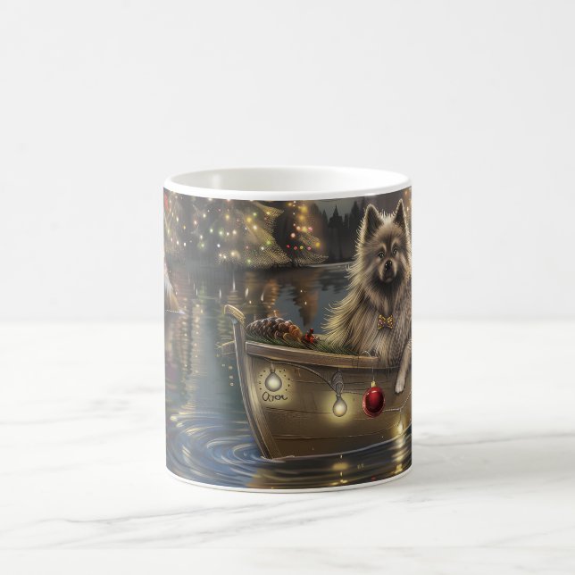 Caneca De Café Viagem Festiva de Natal do Keeshond (Centro)
