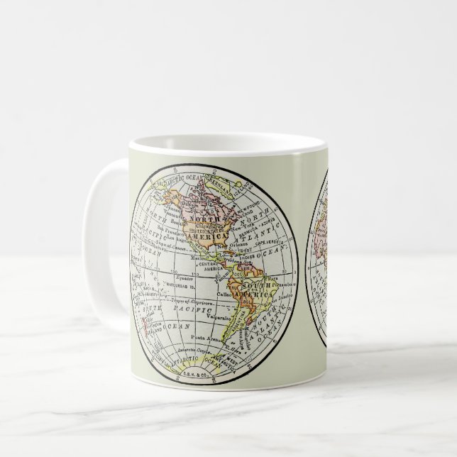 Caneca De Café Viagem Globe Map Earth 1916 World Atlas (Frente Esquerda)
