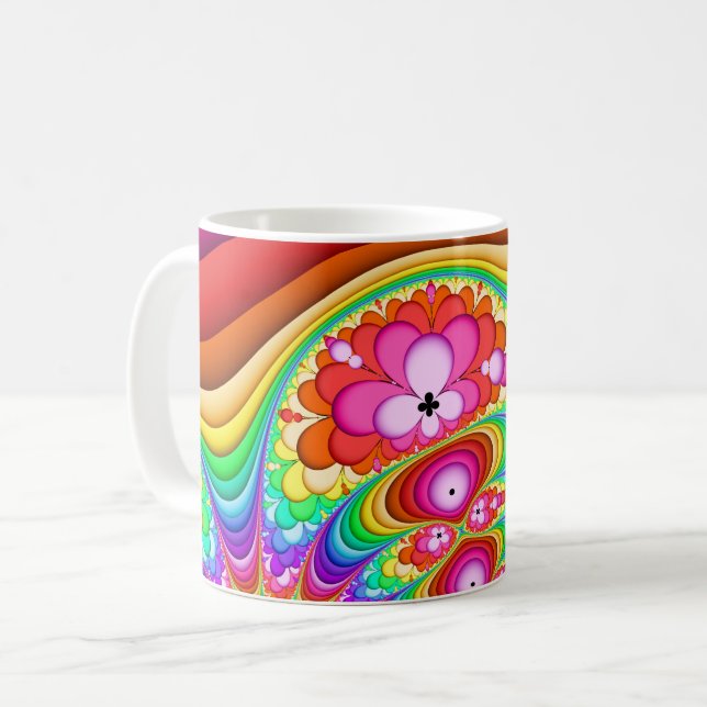 Caneca De Café Viagem Groovy retro do Fractal (Frente Esquerda)