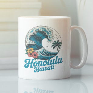 Caneca De Café Viagem Minimalista Vintage Honolulu Havaí Aloha