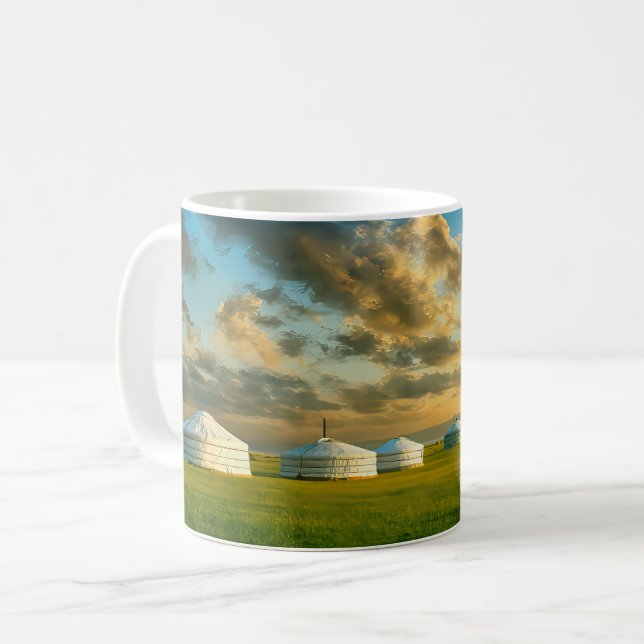 Caneca De Café Viagem na Yurt Mongol  (Frente Esquerda)