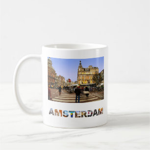 Caneca De Café Viagem nos Países Baixos de Amsterdã Foto Crie a s