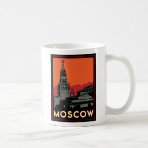 Caneca De Café viagem retro do art deco de Moscovo Rússia kremli