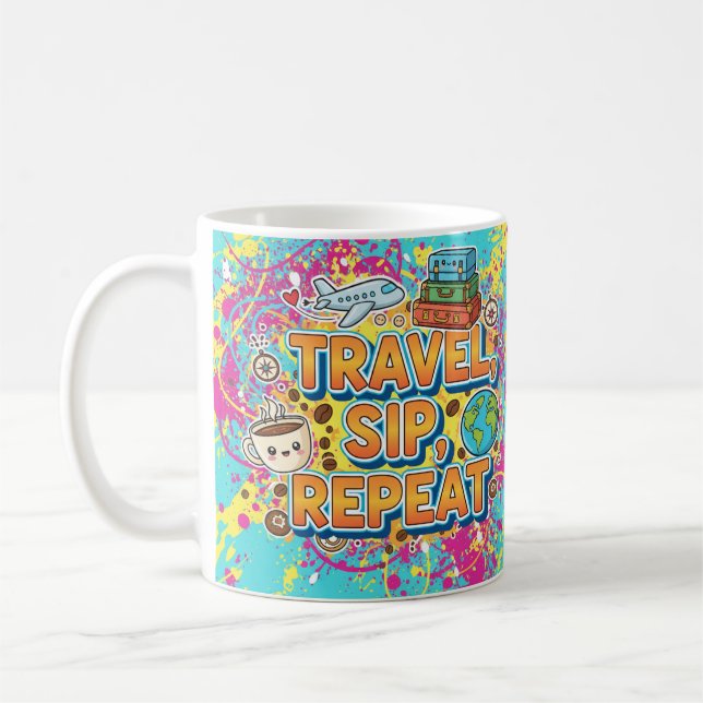 Caneca De Café Viagem, Sip, Repetir - Caneca Café para Viajantes (Esquerda)