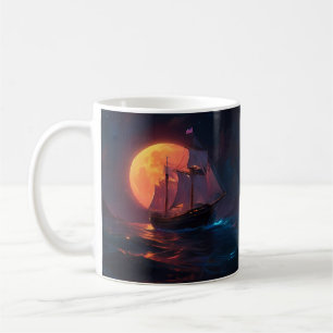 Caneca De Café Viagem sob um Céu Radiante enluarado