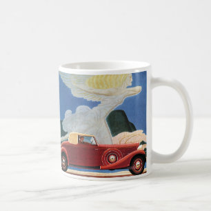 Caneca De Café Viagem Vintage, Carro Antigo Vermelho com Mulher N