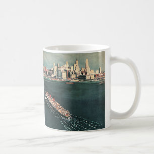 Caneca De Café Viagem Vintage de Navio de Cruzeiro para Nova York