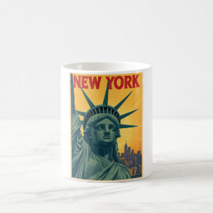 Caneca De Café Viagem Vintage Nova York Estátua da Liberdade Retr