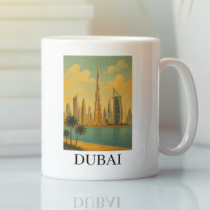 Caneca De Café Viagens Clássicas Dubai - Silhueta Retro dos Emira