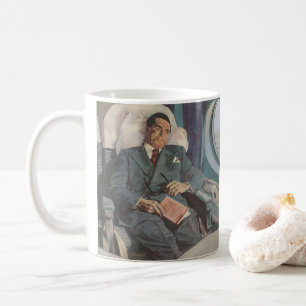 Caneca De Café Viagens de negócios vintage, lendo no avião